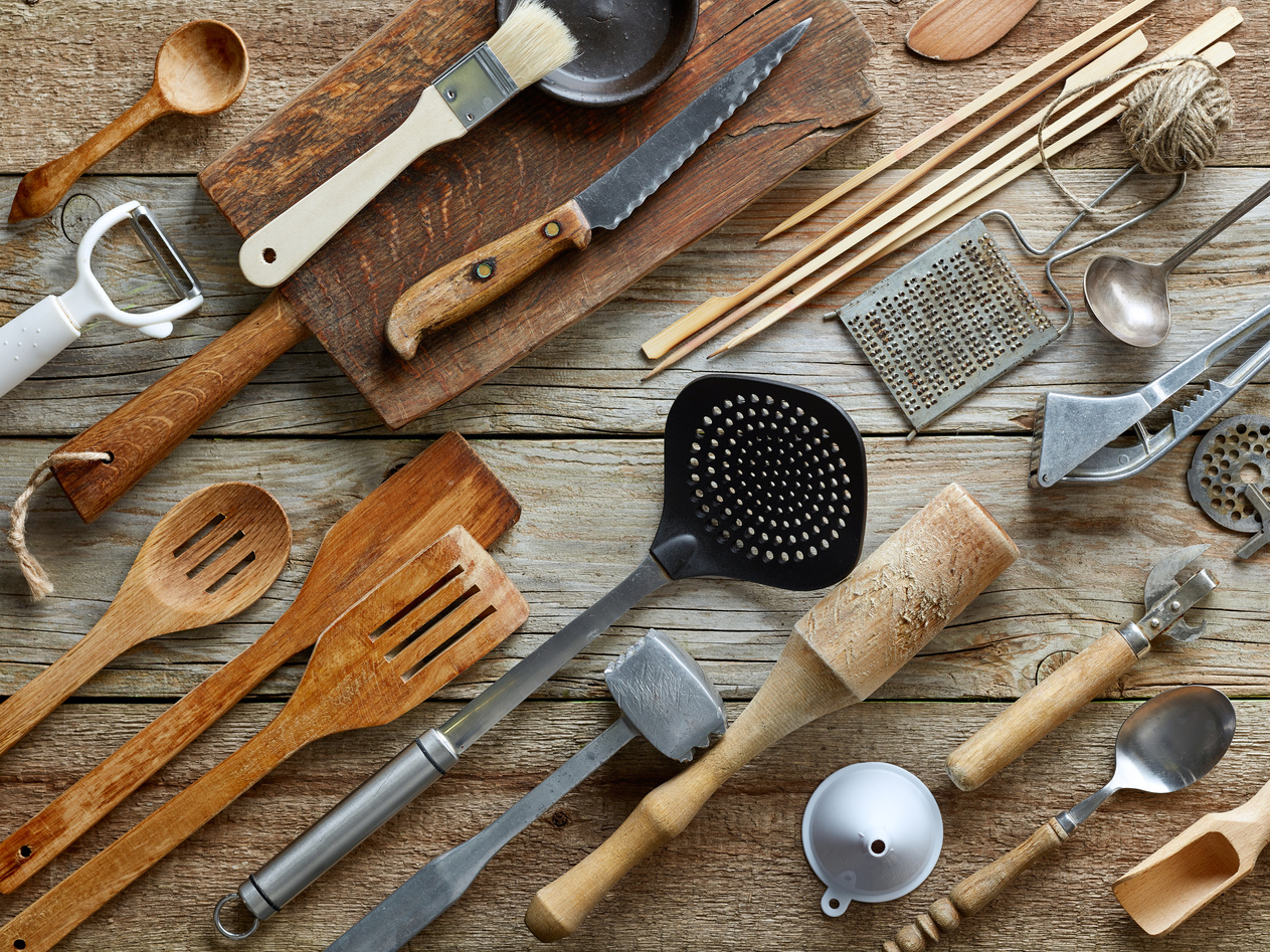 various kitchen utensils